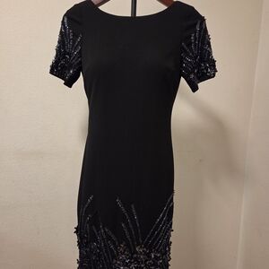 Aidan Mattox Black Beaded Cocktail Dress